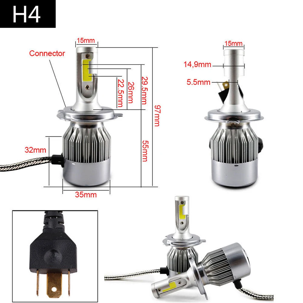 2 шт./компл. C6 H4 7600LM 36W 7600Lm Светодиодные Автомобильные фары 12v преобразования