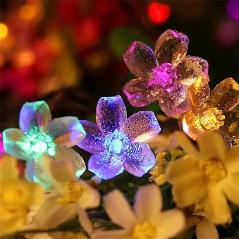Солнечная гирлянда 50Led цветок сказочный свет Рождественские огни для улицы