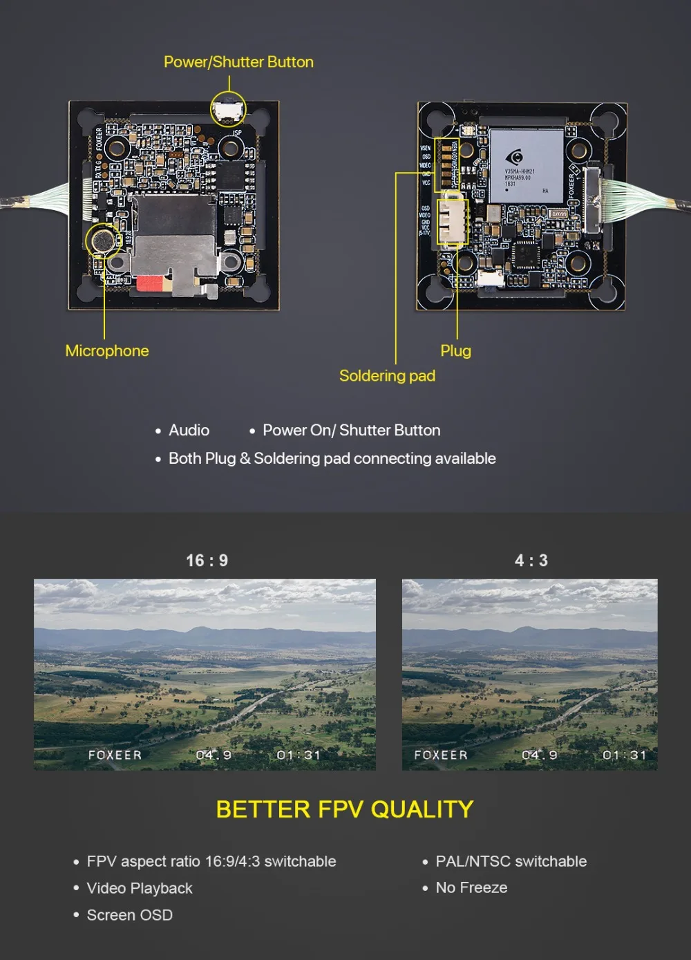 Foxeer Mix 2 V2 1080p 60fps Super WDR Mini HD FPV камера 16:9 4:3 PAL/NTSC переключаемый 20*20& 30,5*30,5 мм крепление FPV гоночный Дрон