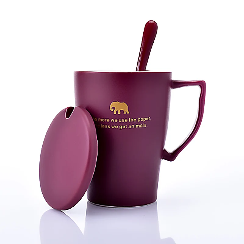 Керамические кружки с логотипом животных крышкой и ложкой необычная кружка