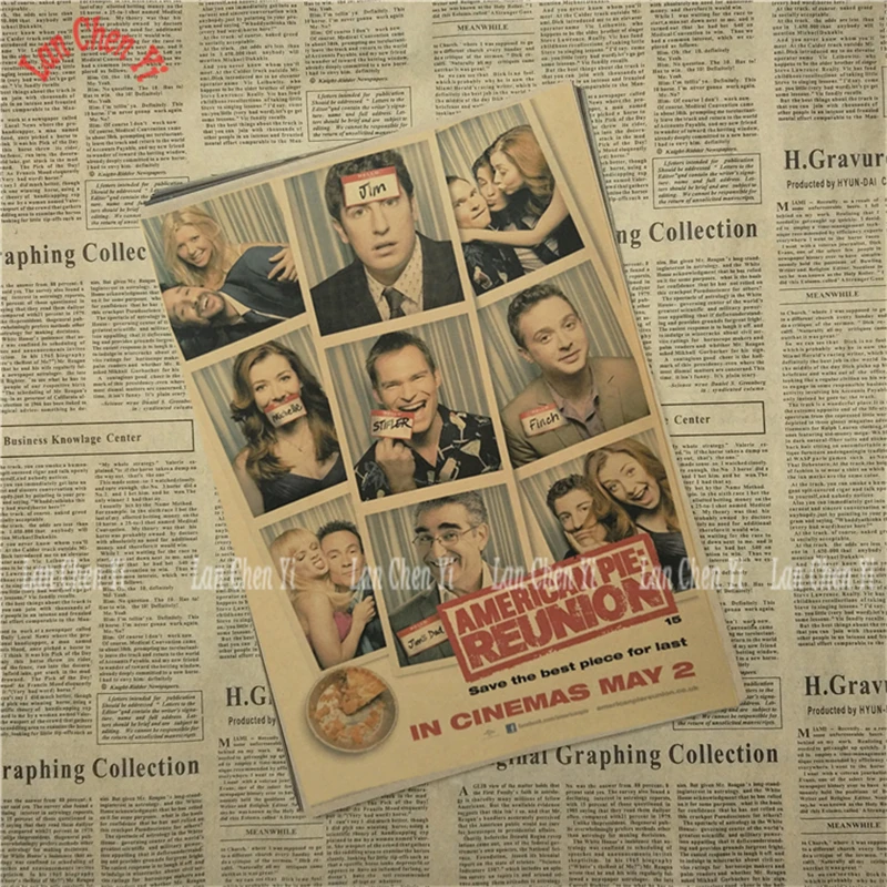 Американский пирог классический фильм крафт бумага Плакат Бар Кафе гостиная