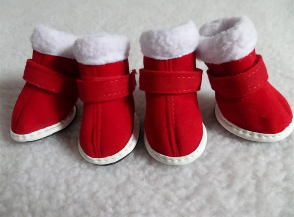 

Free shipping 4 pcs/set puppy shoes winter warm dog boots pet dog shoes pet dog Christmas shoes Snow boots new year dog boots