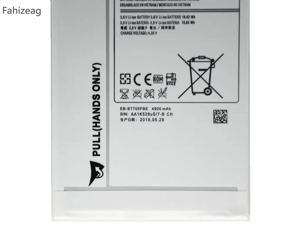 Сменный планшетный аккумулятор Fahizeag 5 шт. 4900 мА/ч для Samsung Galaxy Tab S 8 4 SM T700 T705