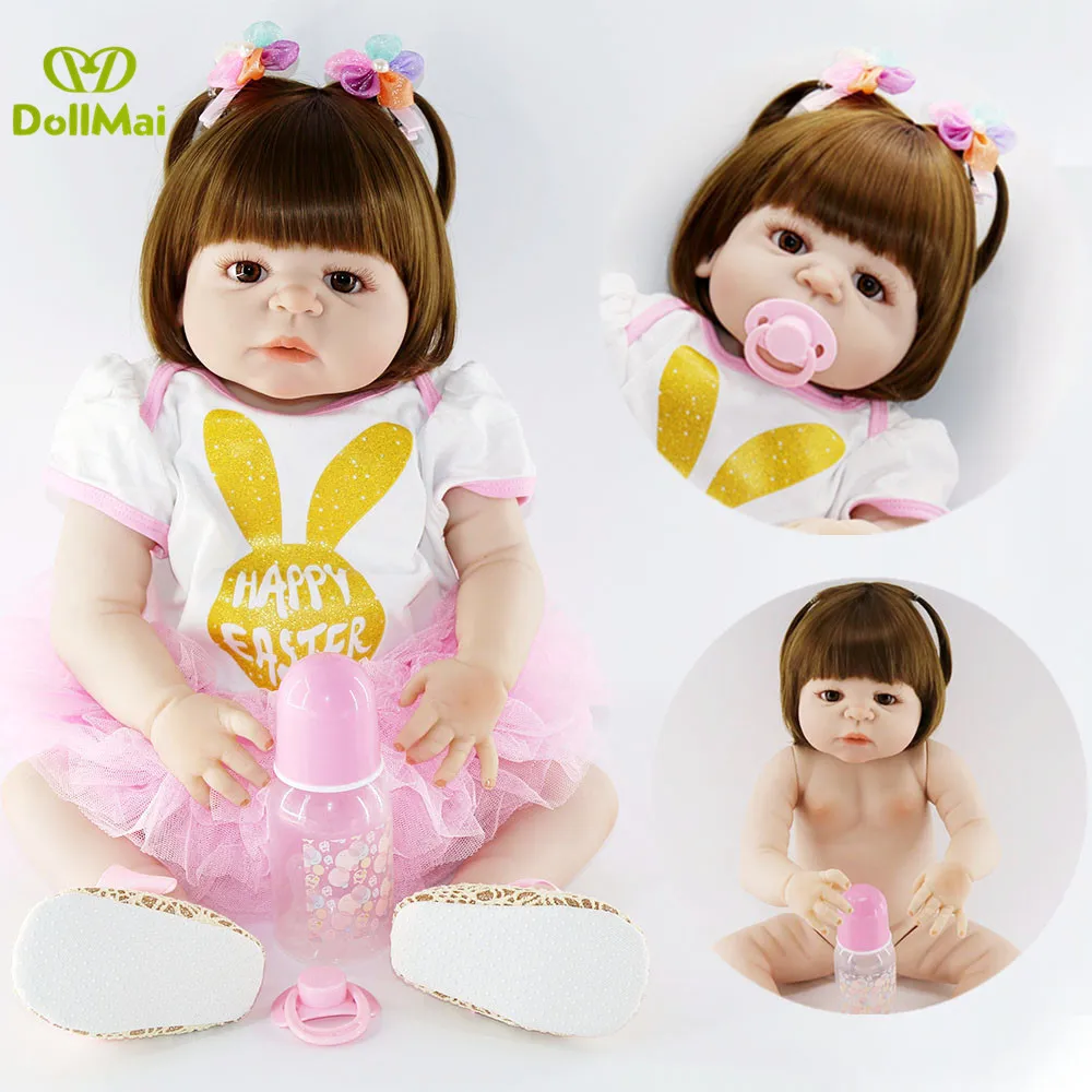 

DollMai бренд Bebes reborn realista куклы 22 "55 см полностью виниловые силиконовые куклы reborn для маленьких девочек подарок для детей Рождественский подар...