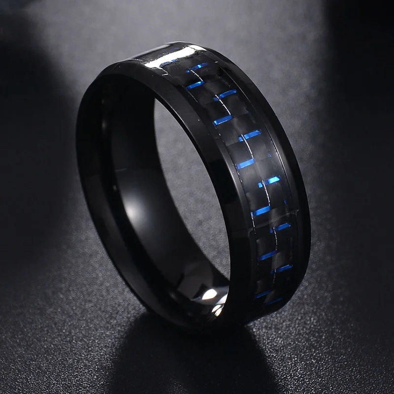 Beiver модное красное кольцо Anel Masculino ювелирные изделия титановая сталь черное углеродное волокно кольца для мужчин