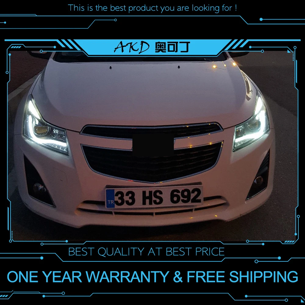 АКД Тюнинг автомобилей фары для Chevrolet Cruze 2009- светодиодные фары DRL ходовые огни биксеноновые фары Противотуманные фары с ангельскими глазками