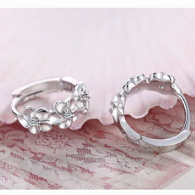 Женские серьги Обручи из серебра 925 пробы с фианитами|hoop earrings|earrings forearring for wedding |