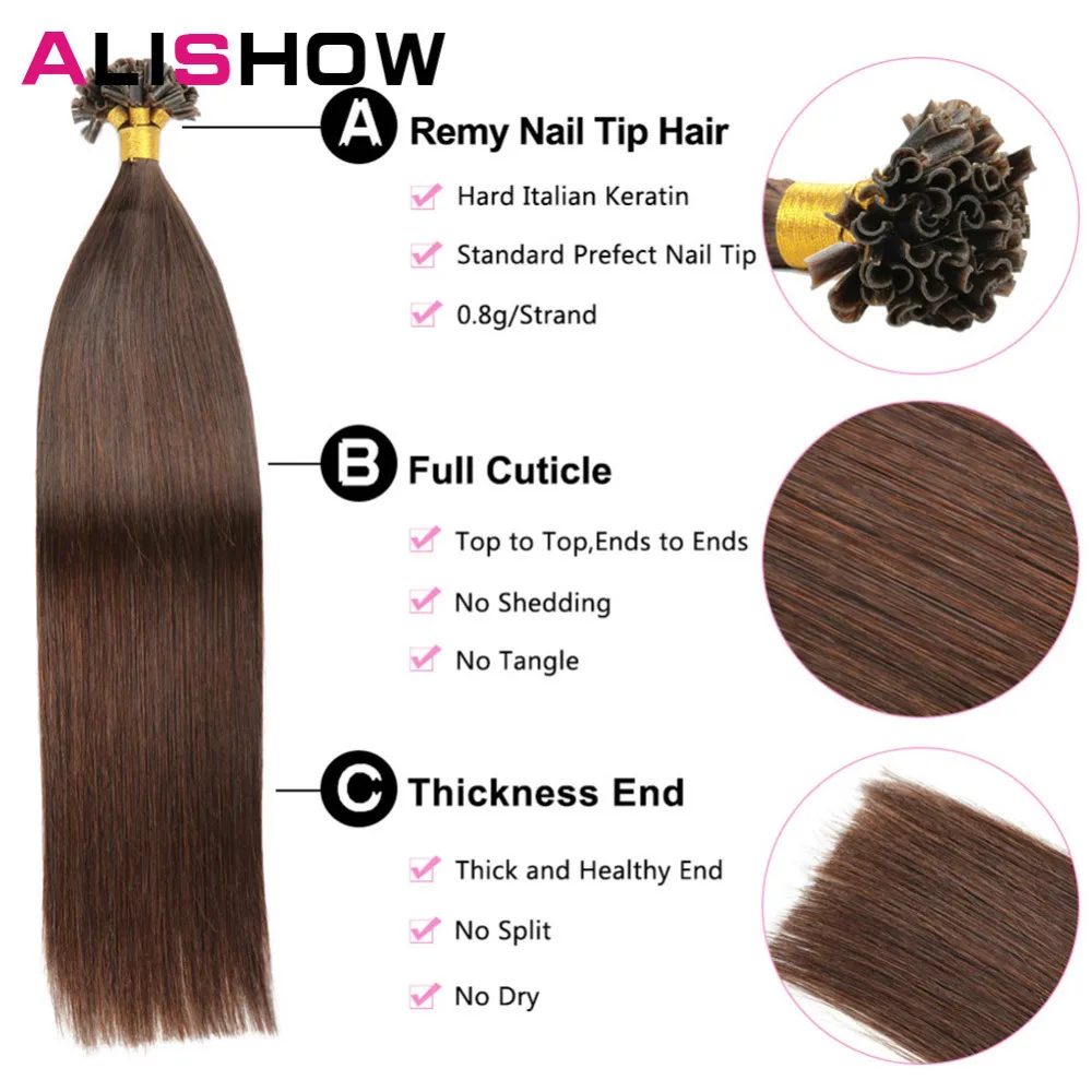 Alishow fusion волосы для наращивания 1 г/пряди remy волосы Предварительно Связанные кератиновые волосы для наращивания на кератиновых капсулах волосы для ногтей 50/упаковка
