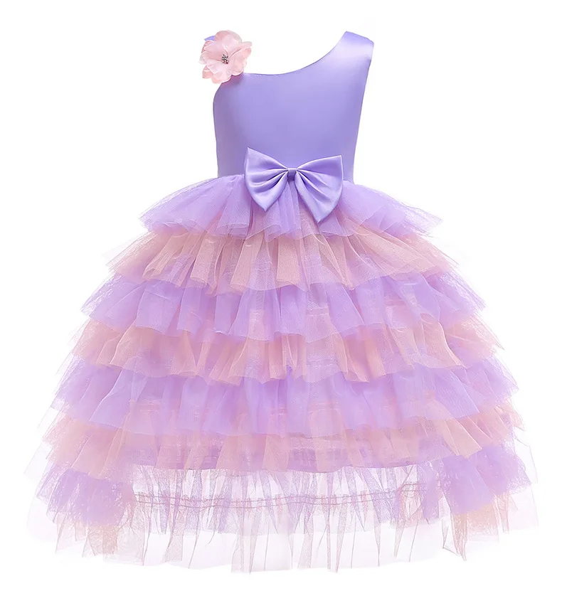 2019 New Girls Dress Rose Flower Children Dresses Sleeveless Lace Pageant clothing Princess Kids Wedding Party Gowns Prom Clothe | Детская