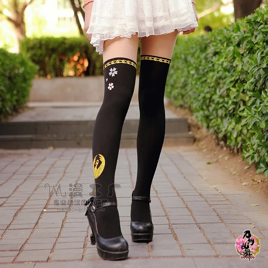 Женские черные колготки для косплея онлайн Touken Ranbu милые аниме чулки|stockings