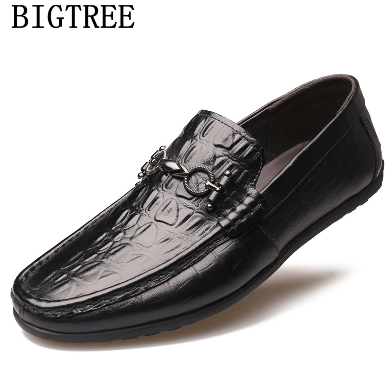 Genuine Leather Shoes Men Loafers Designer Crocodile Slip On Luxury Brand Casual Shoes+male Chaussure Homme Sapato | Обувь