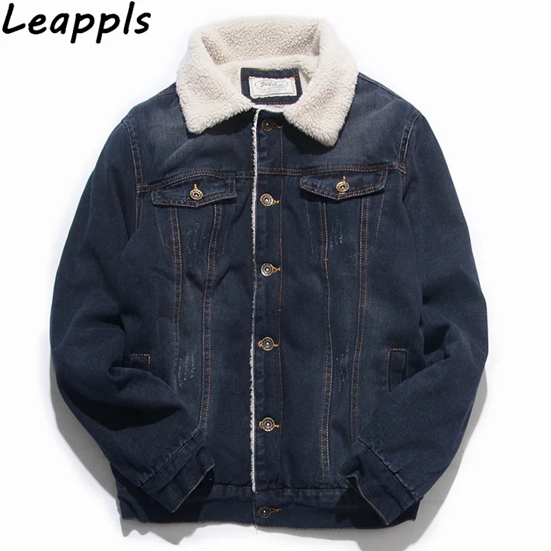 Leappls 2018 winter jacket men/women/Couple Thick wool liner mens denim Outerwear tops jaqueta masculina Coats brand clothing | Мужская