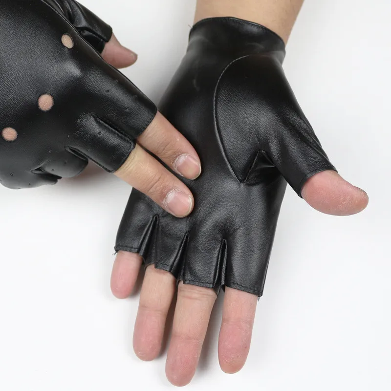 Модные мужские перчатки Long Keeper кожаные без пальцев для танвечерние шоу спорта