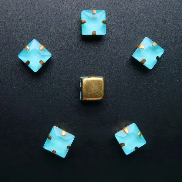 A4 Aquamarine Золотой Коготь 50 шт/уп желе конфеты и AB цвета стекло кристалл 8 мм квадратной формы пришить стразы бисер одежда diy отделка - Цвет: A4 Aquamarine