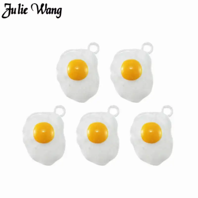 Julie Wang 6-12 шт. белый жареный яйцо амулеты Эмалевый Браслет Подвески Ювелирные изделия самодельный брелок серьги делая аксессуар женский подарок