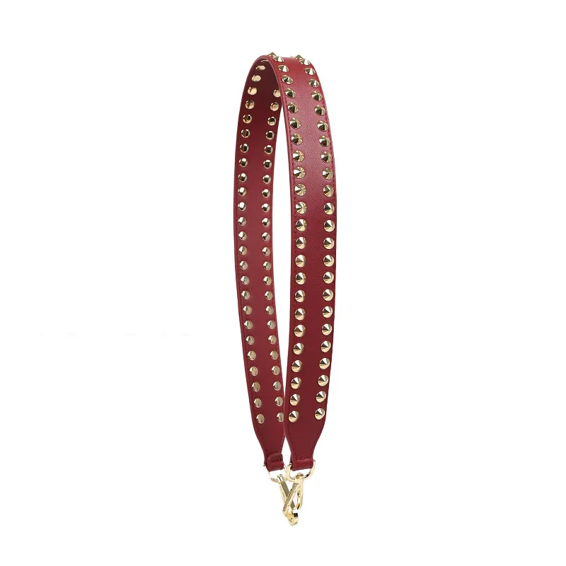 burgundy gold rivet Модная сумка с заклепками в стиле панк, Сменный ремень на плечо, Сумка с ремнем 90 см, цветная кожаная сумочка с ручками, Женская сумочка, ремни, аксессуары - Цвет: burgundy gold rivet