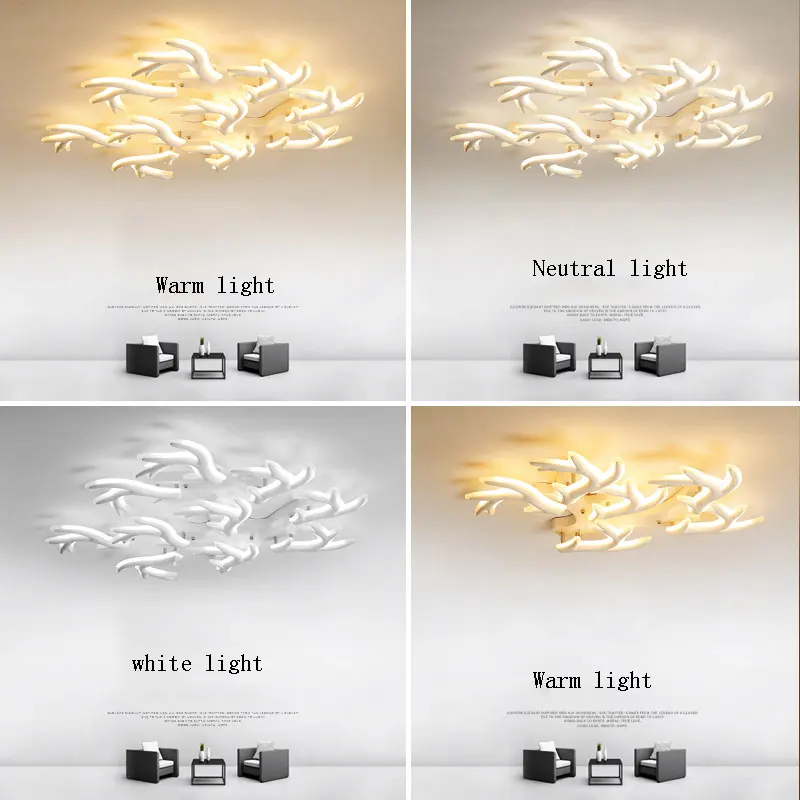 Белая отделка затемнения + RC современные светодиодные потолочные лампы для
