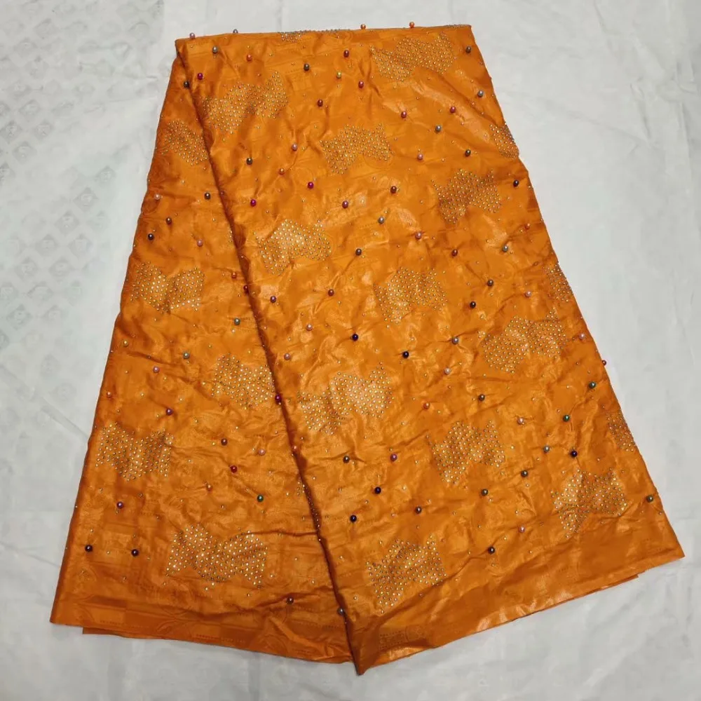 

5 Yards India Heavy Bazin Riche Getzner Lace Fabric 2019 Multicolor Beaded Gold Line Embroidered Lace Basin Fabric 16 Color QZBZ