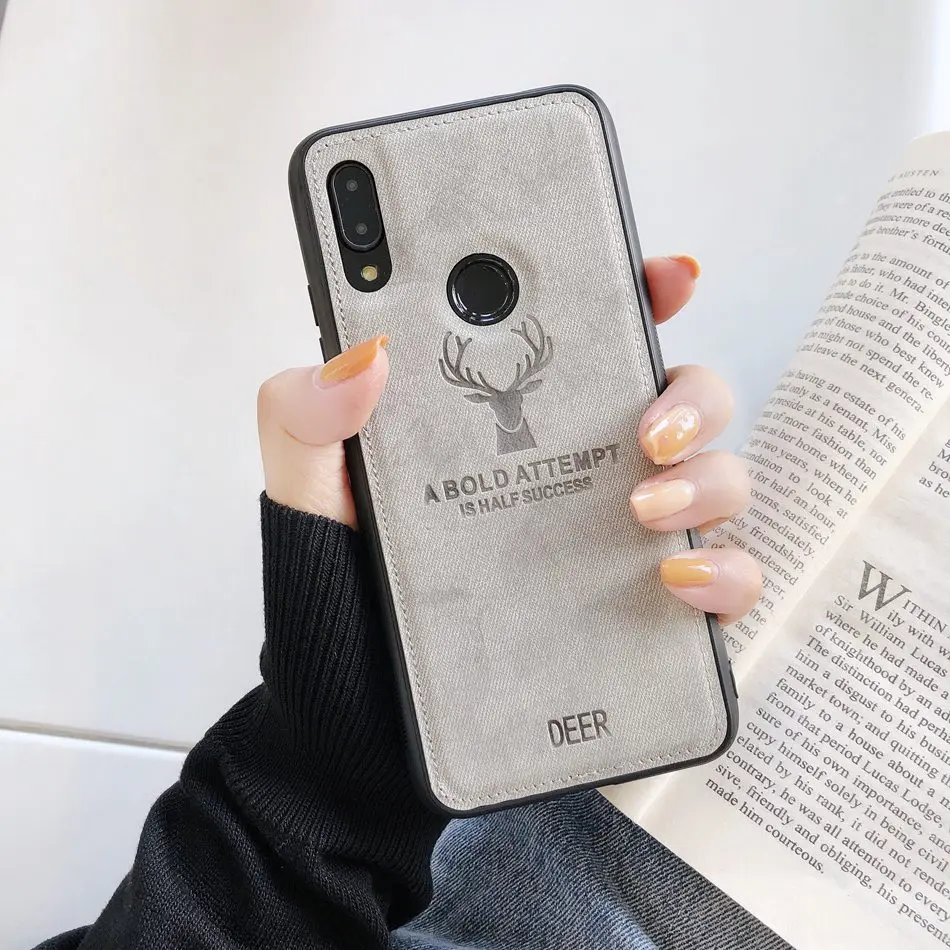 Чехол для чехол на Xiaomi Redmi Note 7/Note 6/Note 5 Pro/Note 8 Pro чехол модный силиконовый чехол с рисунком лося из ТПУ с текстурой ткани для Xiaomi mi A2 lite - Цвет: Gray