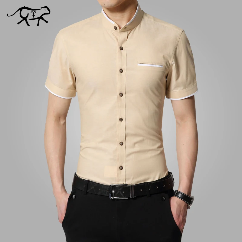 2018 новые мужские рубашки брендовые приталенные с воротником мандарин Chemise Homme