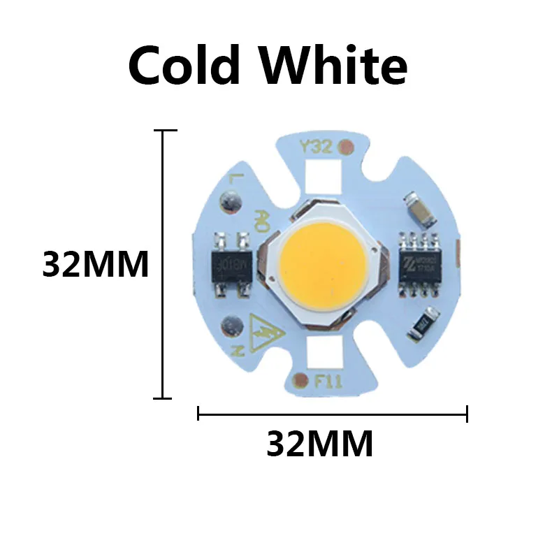 Cold White 32MM 5 шт. в партии 3 Вт 5 Вт 7 Вт 9 Вт AC185-AC220V светодиодный COB Чип-светильник без необходимости драйвера умная лампочка с ИС-лампой для DIY светодиодный прожектор светильник Точечный светильник - Испускаемый цвет: Cold White 32MM