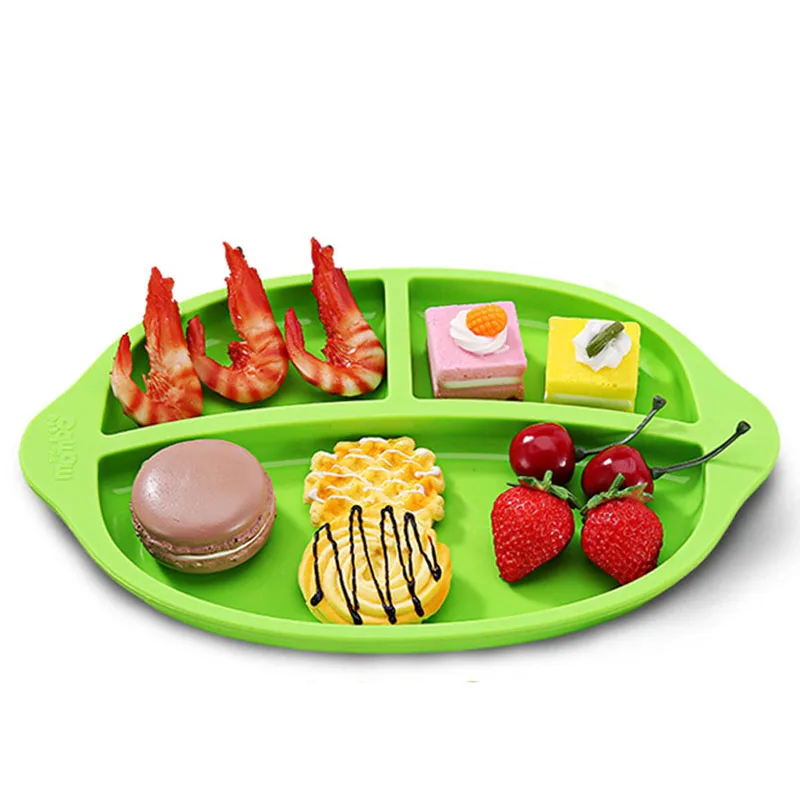 Silicone Baby Dining Divided Plate with Spoon Fork Lunch Tableware Kitchen Fruit Dishes Children Thick Bowl Utensils | Мать и ребенок