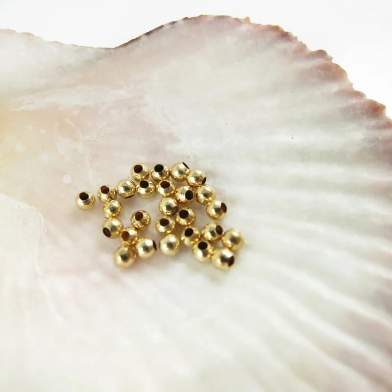 Золотой Цвет Медь Гладкий Круглый шарик разделительные бусины для изготовления