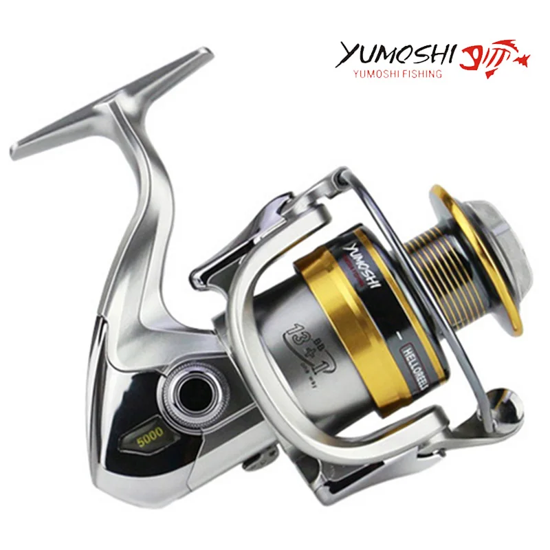 Металлическая спиннинговая Рыболовная катушка YUMOSHI 13 + 1BB улучшенное колесо для