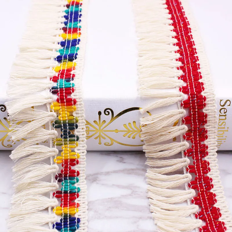 Savica 3y/lot 5cm Cotton Thread Tassel Lace Ribbon Trim Fringe Fabric Apparel Sewing Crafts DIY Decor Materials LX192 | Дом и сад