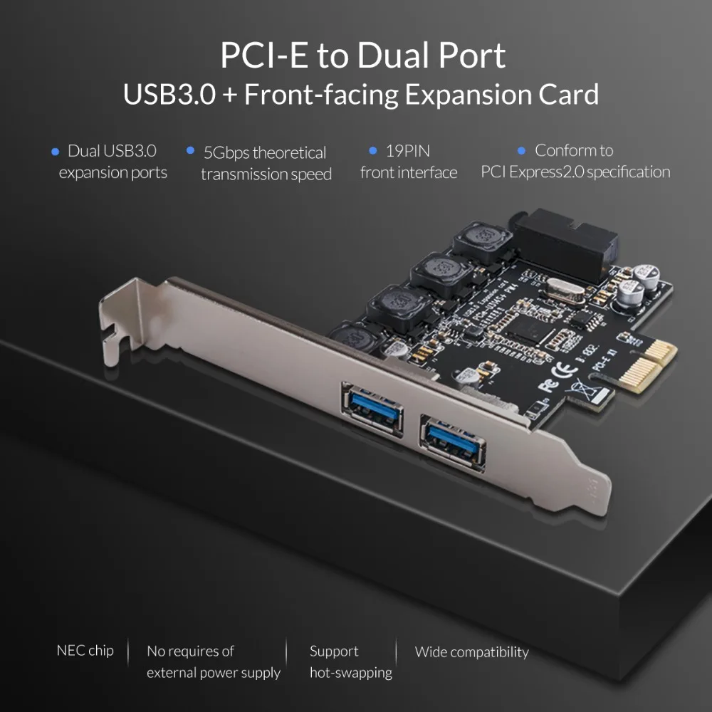 ORICO 2 порта USB 3 0 концентратор PCI Express адаптер для расширения карты 5 Гбит/с супер