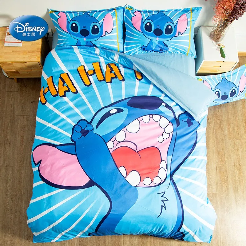 

Blue Lilo and Stitch Bedding Set Quilt Cover Blue Comforter Cover 3D Boy Room Decor Bed Clothes King Bed Cover Pillow Cases