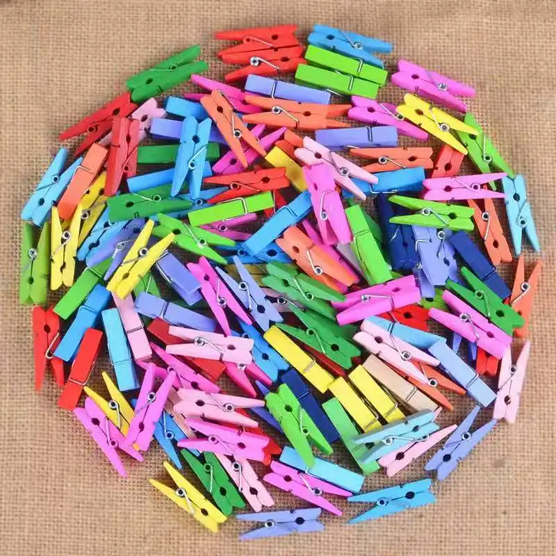 

2019 NEW Smalll size Mini Wooden Clips 25/35/45/72mm Coloful Clips Photo Clips for sheets DTY Clothespin Craft Decor Clips Pegs