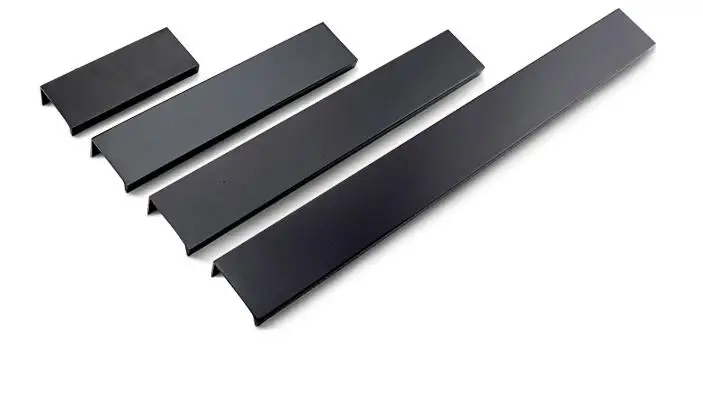 Современная простая дверь шкафа ручка края черные скрытые ручки мебели из