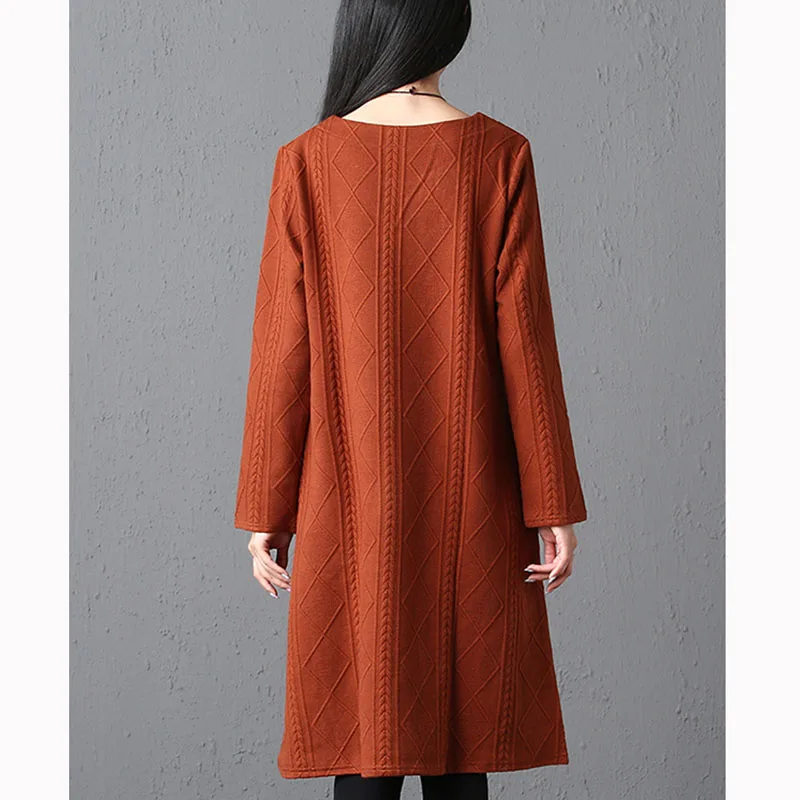2018 размера плюс новое трикотажное хлопковое Повседневное платье с О-образным