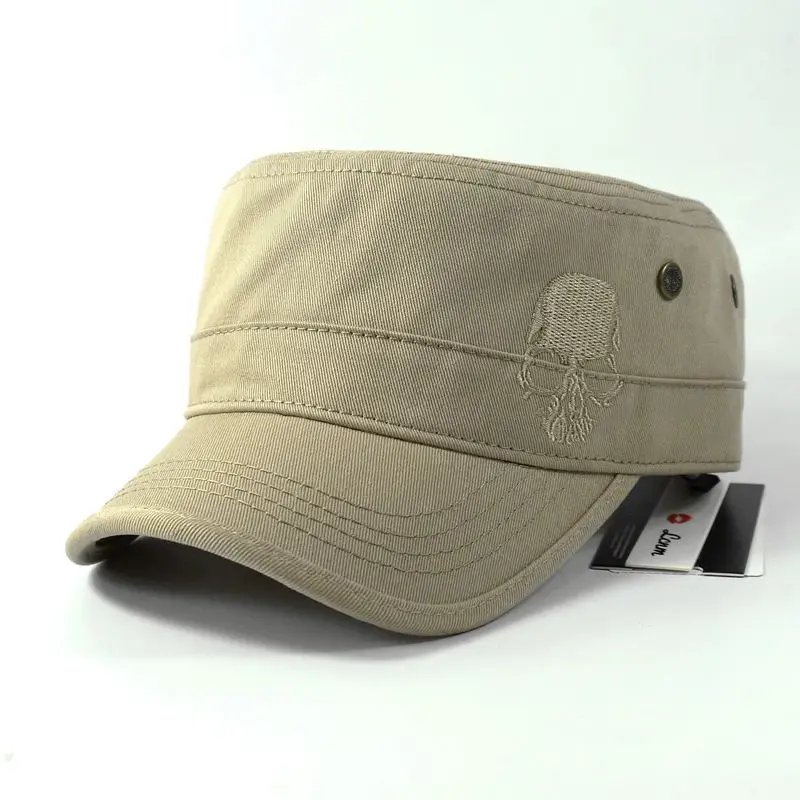 Новый Череп вышитый логотип Для мужчин плоской верхней Шапки Хлопок Snapback flattop