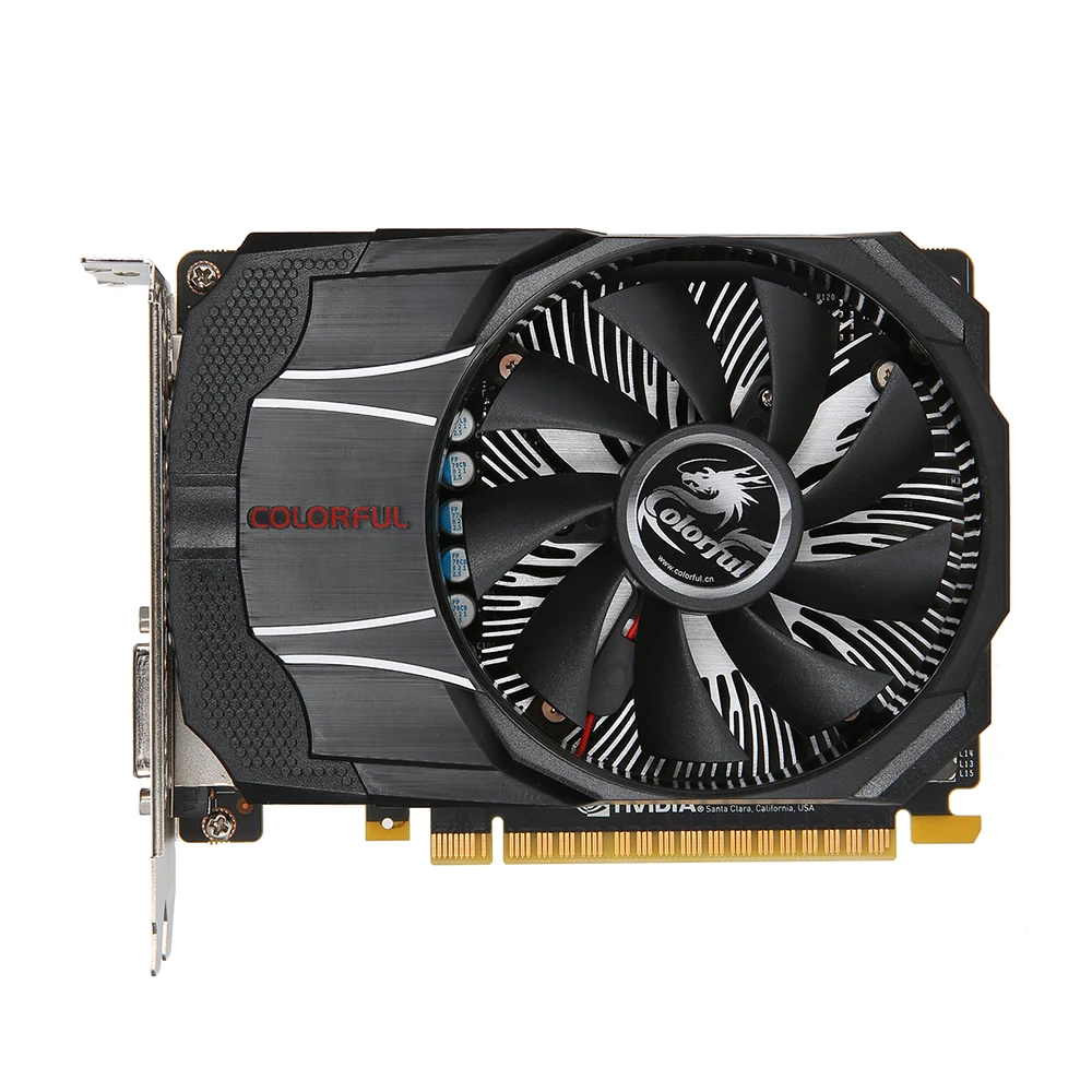 Красочная видеокарта NVIDIA GeForce GTX1050 OC 2G 1354/1455MHz 7 Гбит/с GDDR5 видеокарта 128 бит PCI-E с портом HDMI DP DVI-D
