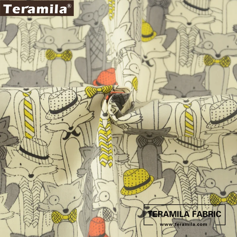 Teramila, ткань, принт с героями мультфильмов, мистер Лис, стиль, хлопок, домашний текстиль, лоскутное шитье, ремесла, ткань для скрапбукинга