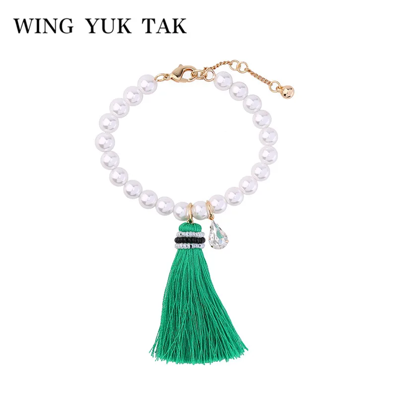 Wing yuk tak 2017 модные новые классические зеленые кисточки имитация жемчуга капли