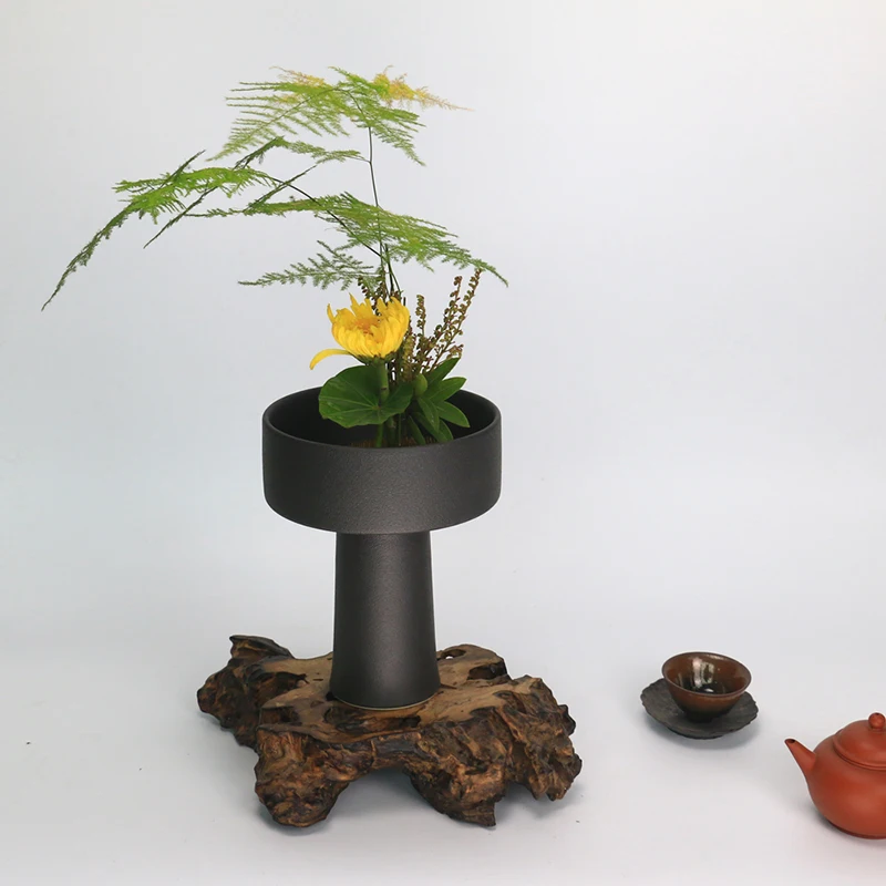 Черный Zen в японском стиле грубая керамика цветочный горшок вазы настольная