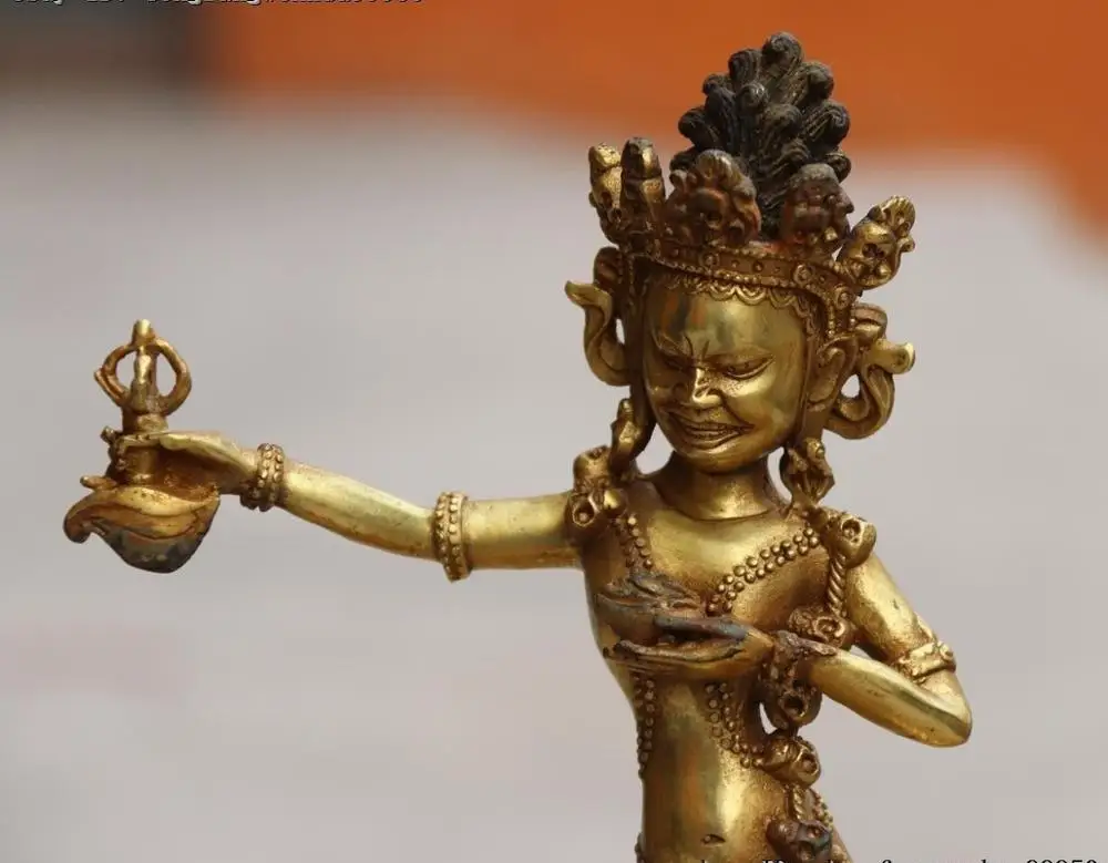 Тибетский буддизм Старая Бронза Медь Gild Mahakala Dakini Vajravarahi статуя Будды | Дом и сад