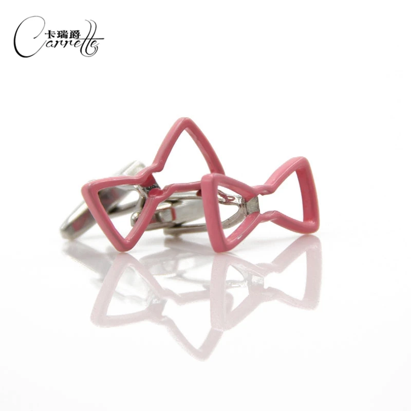 Ценность промо Забавный милый розовый бант простые мужские запонки французские