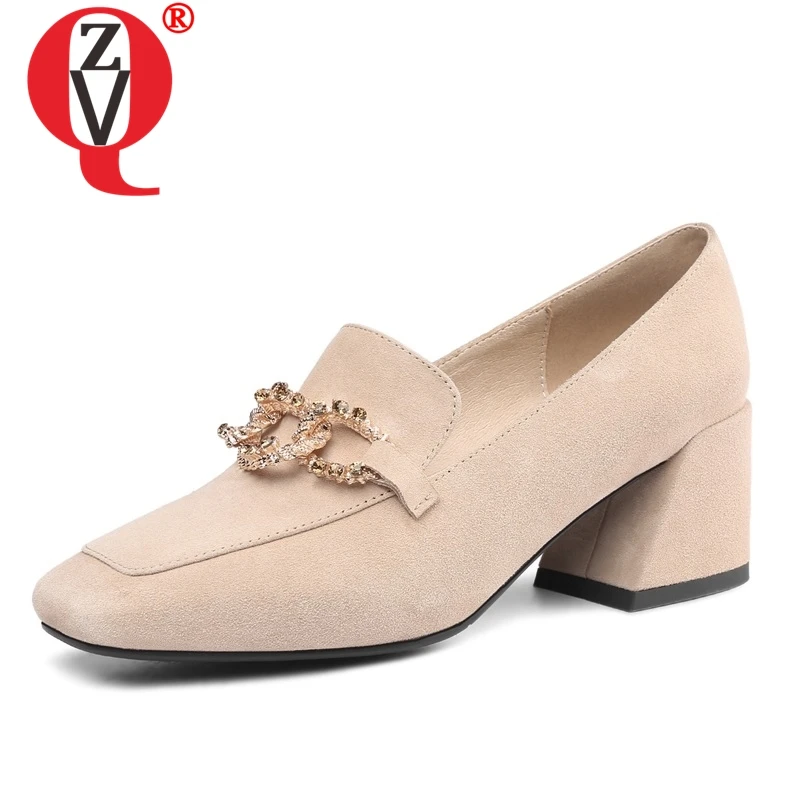 

ZVQ Женская Весенняя Новинка; Модная пикантная обувь из флока; Вечерние высоком каблуке стильные женские туфли-лодочки без шнуровки на квадр...