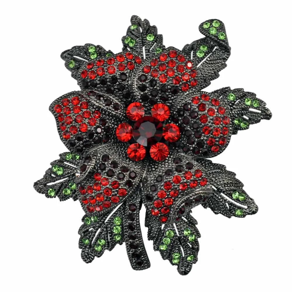 Фото Женская Классическая Брошь с австрийским Красным Кристаллом|flower brooch pin|flower