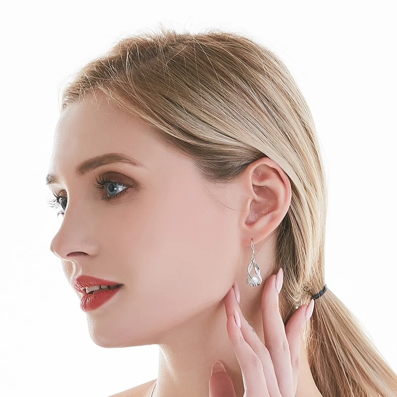 Женские серьги подвески из серебра 925 пробы с натуральным пресноводным