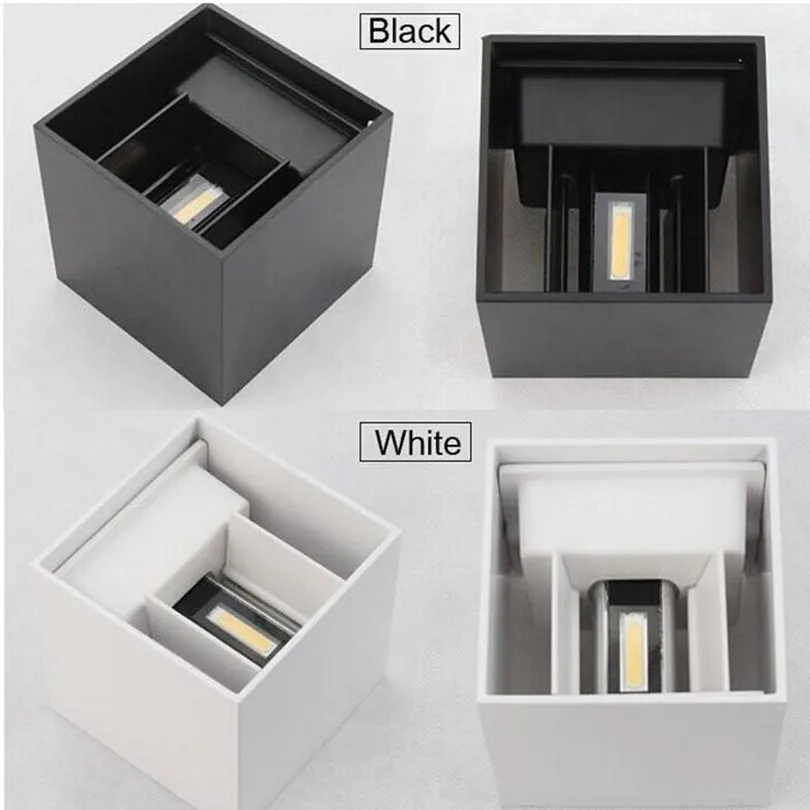 Kopen Vierkante Cube Opbouw 7 W 9 W COB LED Wall Lampen Dimbare Zwart Wit Lichaam LED Wandlamp Verstelbare Indoor Outdoor Verlichting