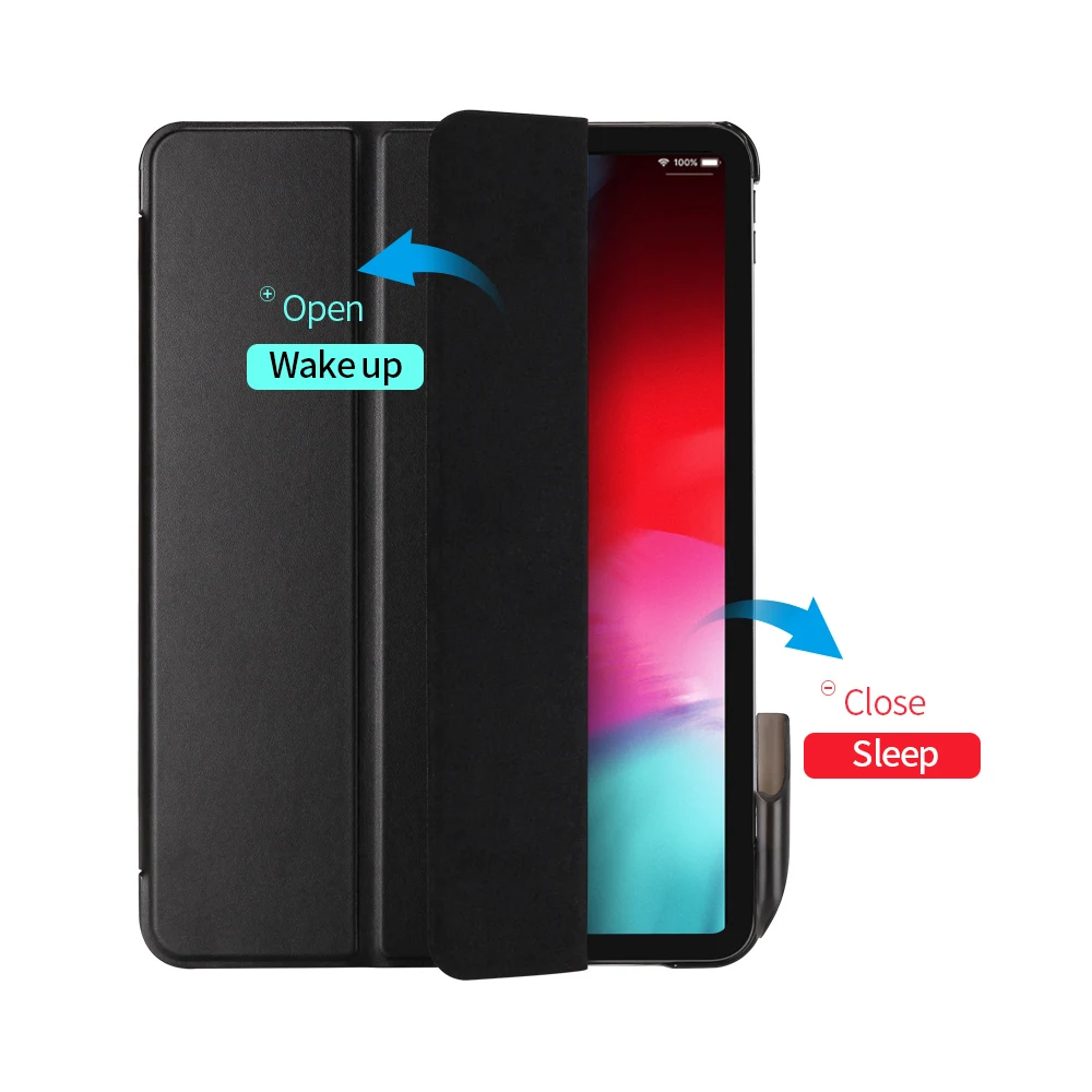 Чехол для iPad Pro 11 2018 Kemile Auto Sleep Wake up Stand W pencil holder мягкий ТПУ защитный чехол A1890 |