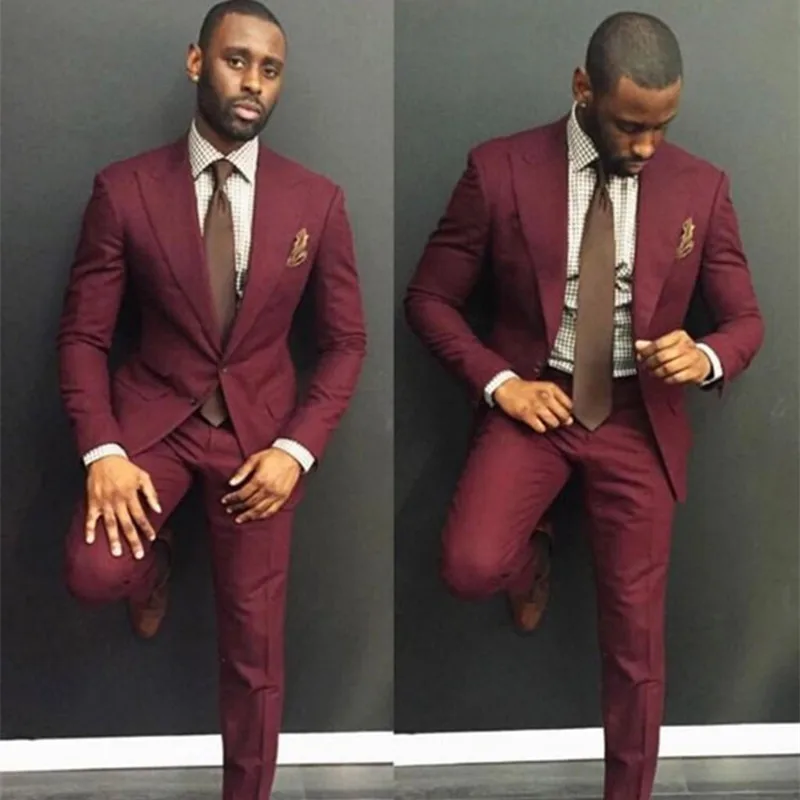 

Classy Burgundy Wedding Mens Suits Slim Fit Bridegroom Tuxedos For Men Two Pieces Groom men Suit Cheap Formal Business Jackets