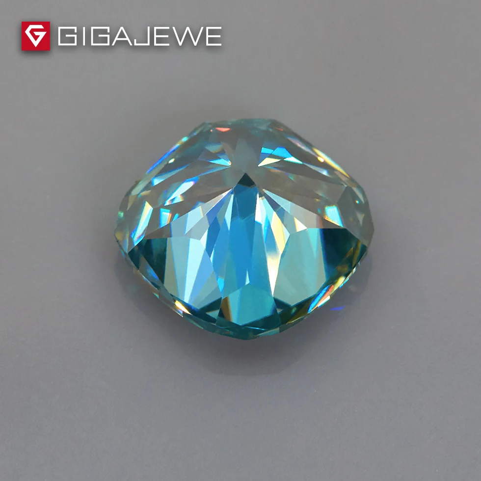GIGAJEWE Cyan синяя Подушка Большой размер 5.8ct 13.4ct свободный алмаз тест прошел Moissanite