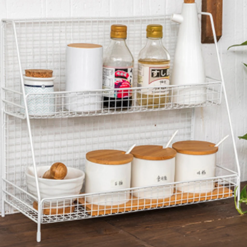 

Kitchen Storage Tool Makeup Storage Shelf Home Organizer Iron Art Multifunction 2 Layers Storage Shelf Bathroom Table Organizer