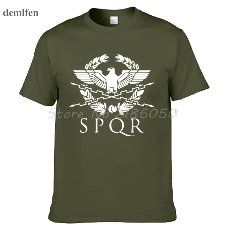 SPQR Римский гладиатор императорской Golden Eagle Футболка мужская повседневная